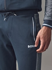 BOSS Blue Contrast Piping Cotton Tracksuit Bottoms - Image 3 of 4