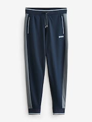 BOSS Blue Contrast Piping Cotton Tracksuit Bottoms - Image 4 of 4
