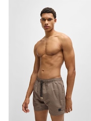 Бежевый - BOSS Seasonal Pattern Logo Label Swim Shorts - Изображение 1 из 4