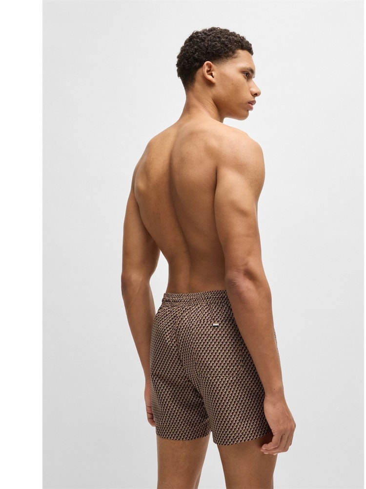 Бежевый - BOSS Seasonal Pattern Logo Label Swim Shorts - Изображение 2 из 4