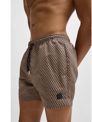 Бежевый - BOSS Seasonal Pattern Logo Label Swim Shorts - Изображение 3 из 4