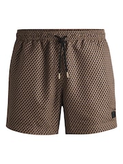Бежевый - BOSS Seasonal Pattern Logo Label Swim Shorts - Изображение 4 из 4