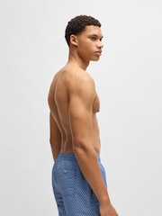 BOSS Blue Seasonal Pattern Logo Label Swim Shorts - Image 2 of 4
