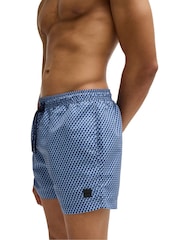 BOSS Blue Seasonal Pattern Logo Label Swim Shorts - Image 3 of 4