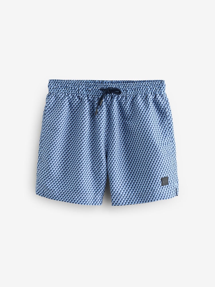 BOSS Blue Seasonal Pattern Logo Label Swim Shorts - Image 4 of 4 BOSS Blue Seasonal Pattern Logo Label Swim Shorts - Image 4 of 4