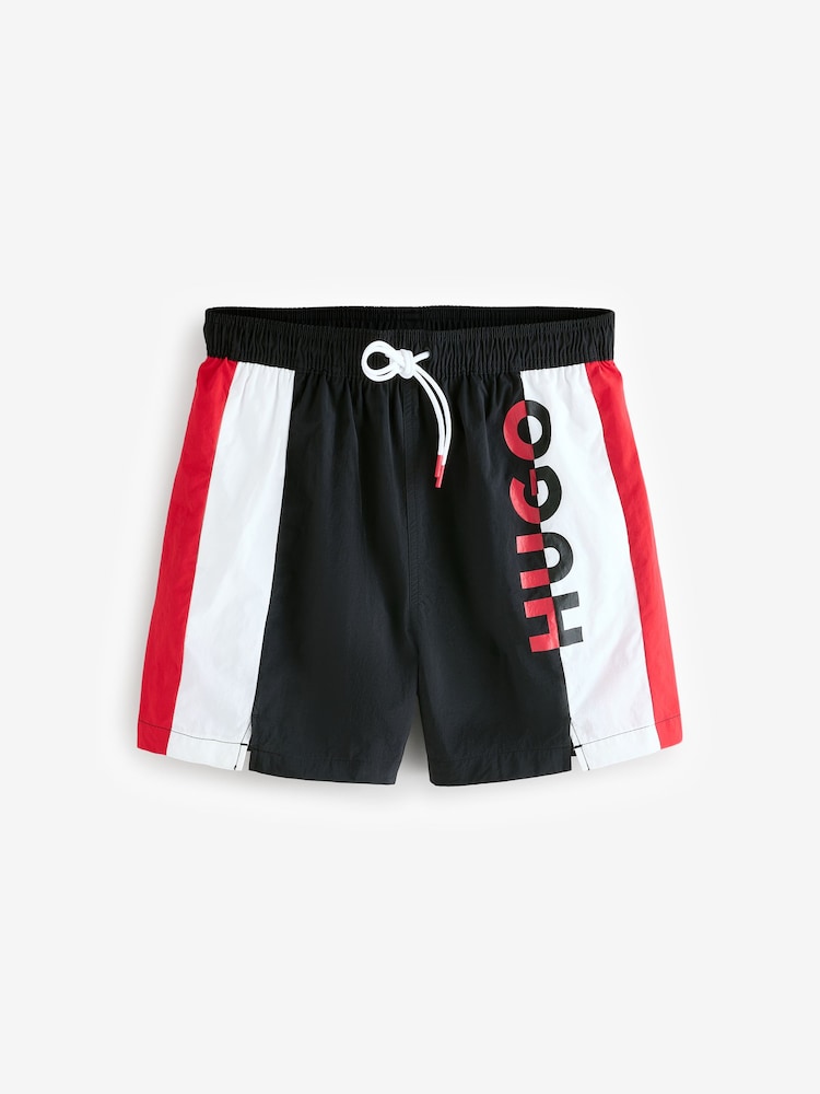 HUGO Black Colourblock Swim Shorts - Image 1 of 1