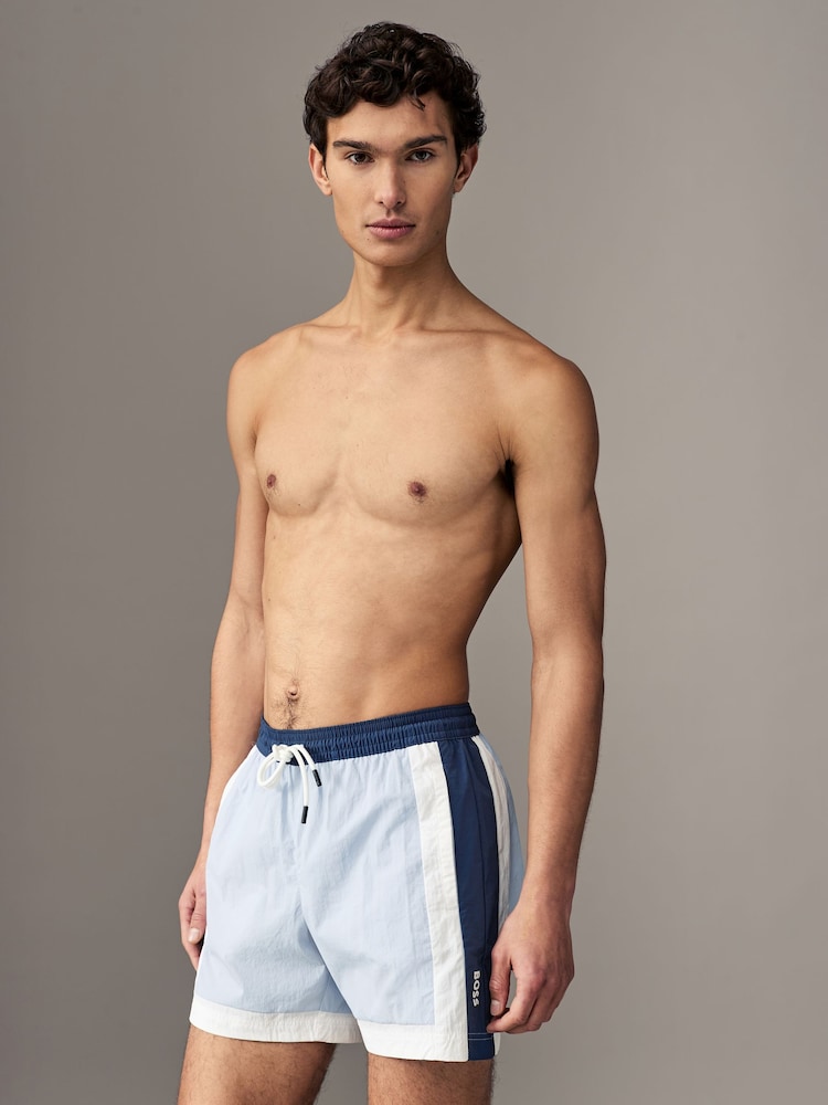BOSS Blue Colour Block Swim Shorts - Image 1 of 4 BOSS Blue Colour Block Swim Shorts - Image 1 of 4
