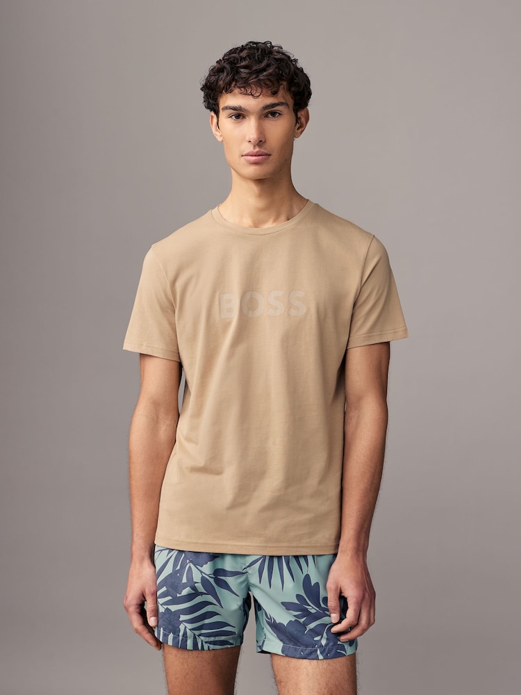 BOSS Natural Regular Fit Jersey 100% Cotton T-Shirt - Image 1 of 4