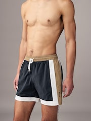 BOSS Black Colour Block Swim Shorts - Image 3 of 4