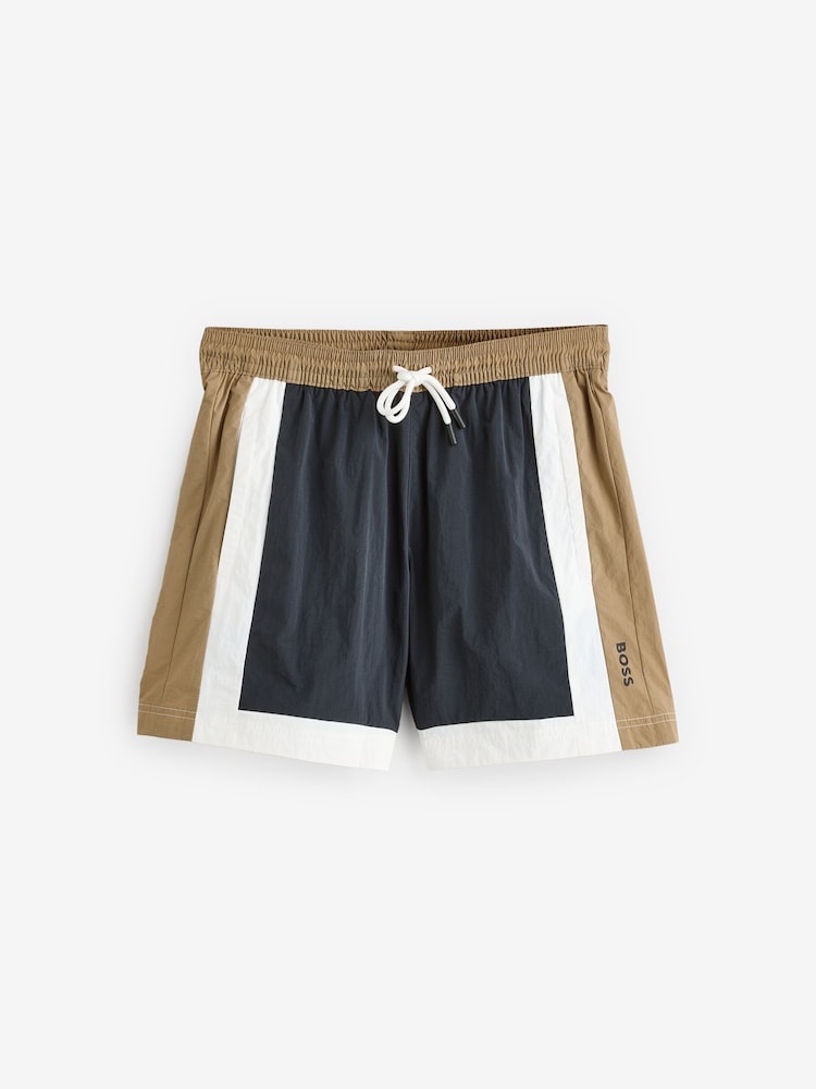 BOSS Black Colour Block Swim Shorts - Image 4 of 4