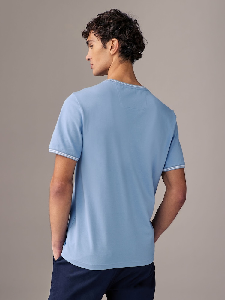 Tummansininen - BOSS Taul Raita Cotton Pique T-paita - Kuva 2 / 4