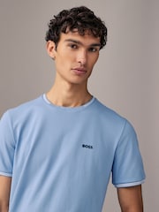 Tummansininen - BOSS Taul Raita Cotton Pique T-paita - Kuva 3 / 4
