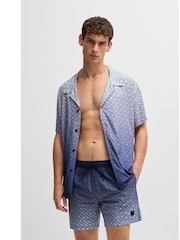 BOSS Blue Regular Fit Monogram Print Shirt - Image 1 of 3