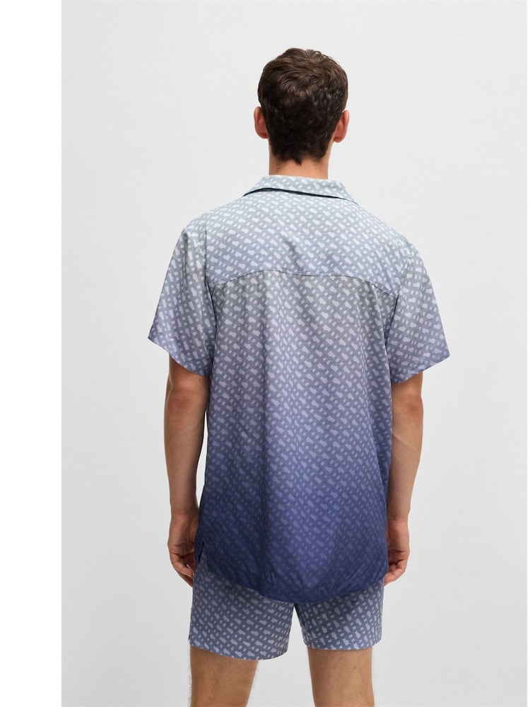 BOSS Blue Regular Fit Monogram Print Shirt - Image 2 of 3 BOSS Blue Regular Fit Monogram Print Shirt - Image 2 of 3