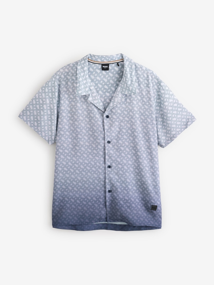 BOSS Blue Regular Fit Monogram Print Shirt - Image 3 of 3