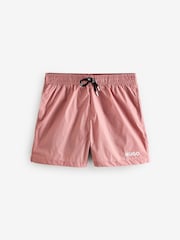 HUGO Pink Logo Print Fully Lined Swim Shorts - Image 1 of 4
