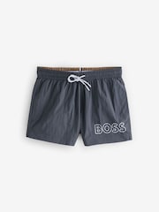 BOSS Grey Mooneye Logo Swim Shorts - Image 4 of 4