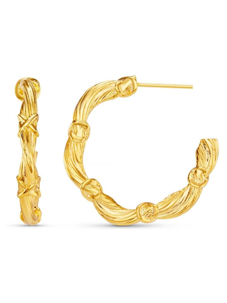 Orelia London Gold Tone Woven Twist & Cross Mid-Size Hoop Earrings - Image 1 of 3