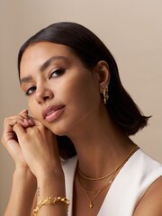 Orelia London Gold Tone Woven Twist & Cross Mid-Size Hoop Earrings - Image 3 of 3