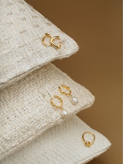 Orelia London Gold Tone Round Wave Chunky Hoop Earrings - Image 2 of 3