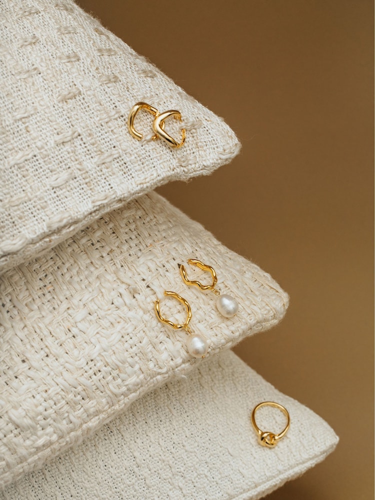 Orelia London Gold Tone Round Wave Chunky Hoop Earrings - Image 2 of 3