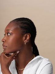 Orelia London Gold Tone Round Wave Chunky Hoop Earrings - Image 3 of 3