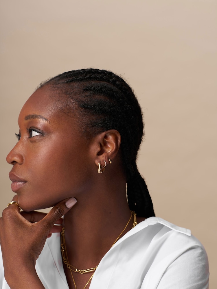 Orelia London Gold Tone Round Wave Chunky Hoop Earrings - Image 3 of 3