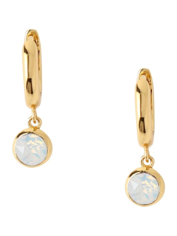 Orelia London Opal Swarovski Crystals Drop Huggie Hoop Earrings - Image 1 of 2 Orelia London Opal Swarovski Crystals Drop Huggie Hoop Earrings - Image 1 of 2