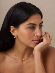 Orelia London Opal Swarovski Crystals Drop Huggie Hoop Earrings - Image 2 of 2