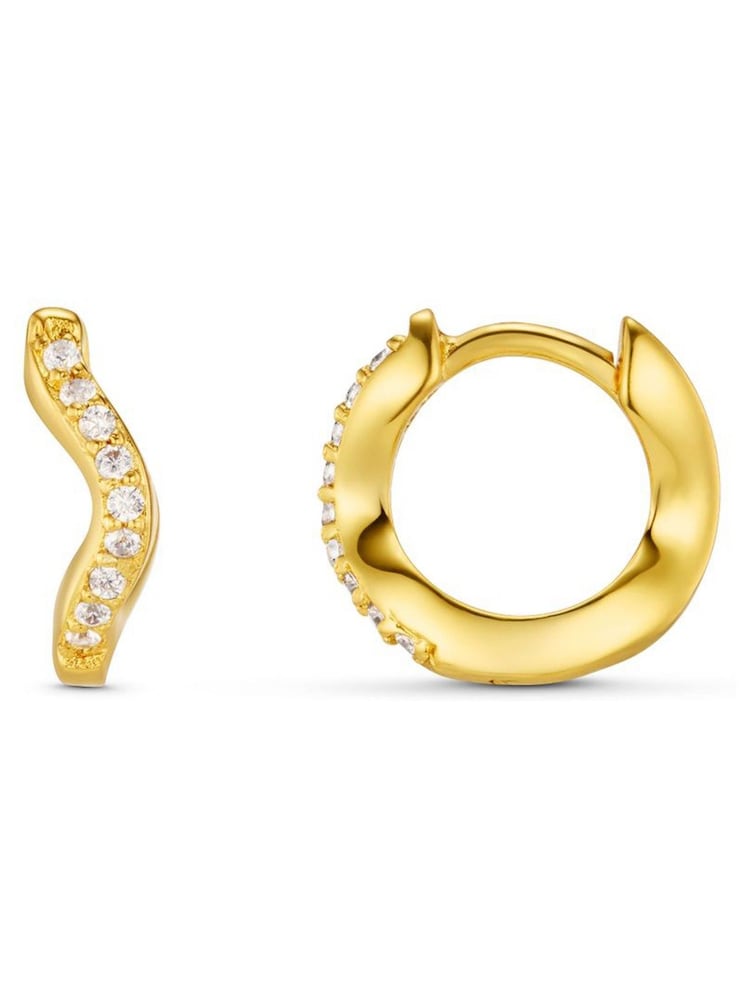 Orelia London Gold Tone Fine Pave Wave Micro Hoop Earrings - Image 1 of 3