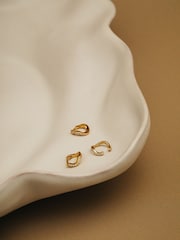 Orelia London Gold Tone Fine Pave Wave Micro Hoop Earrings - Image 2 of 3