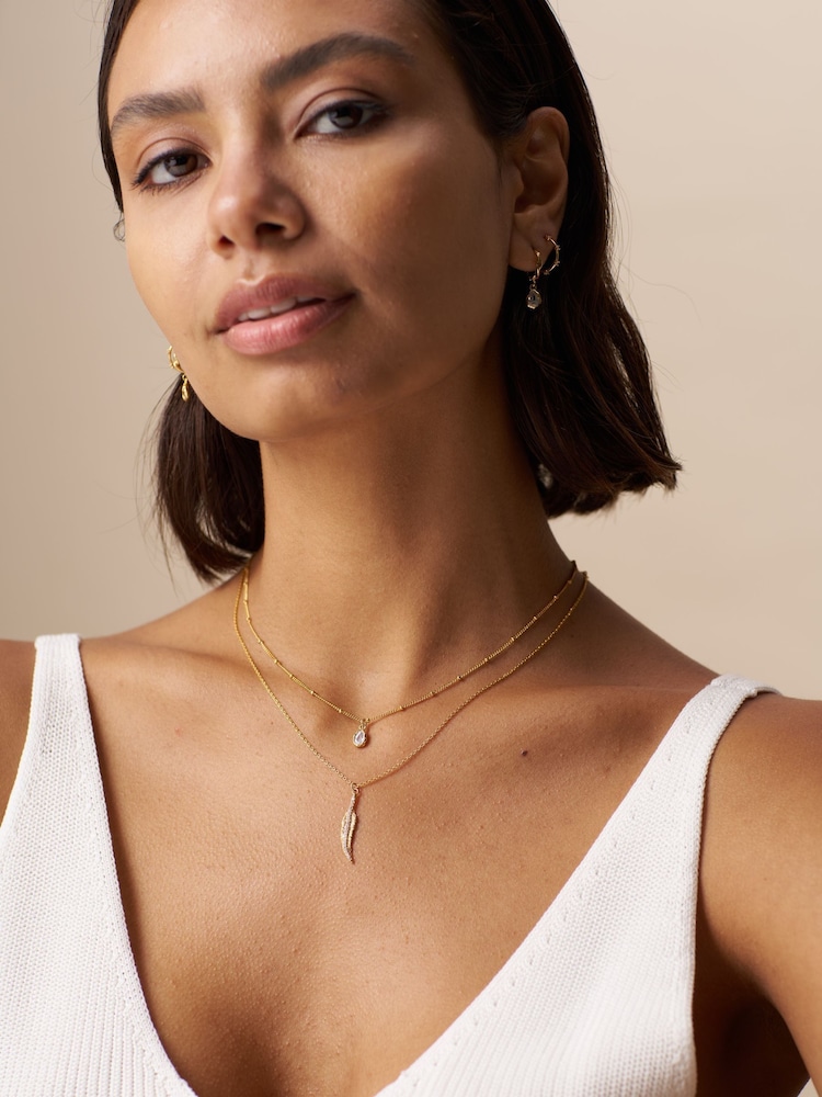 Orelia London Gold Tone Crystal Teardrop Necklace - Image 4 of 4