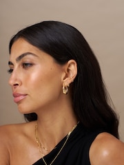 Orelia London Gold Tone Chain Mini Huggie Hoop Earrings - Image 2 of 2