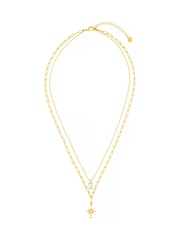 Orelia London Gold Tone Crystal & Starburst 2-Row Necklace - Image 1 of 1