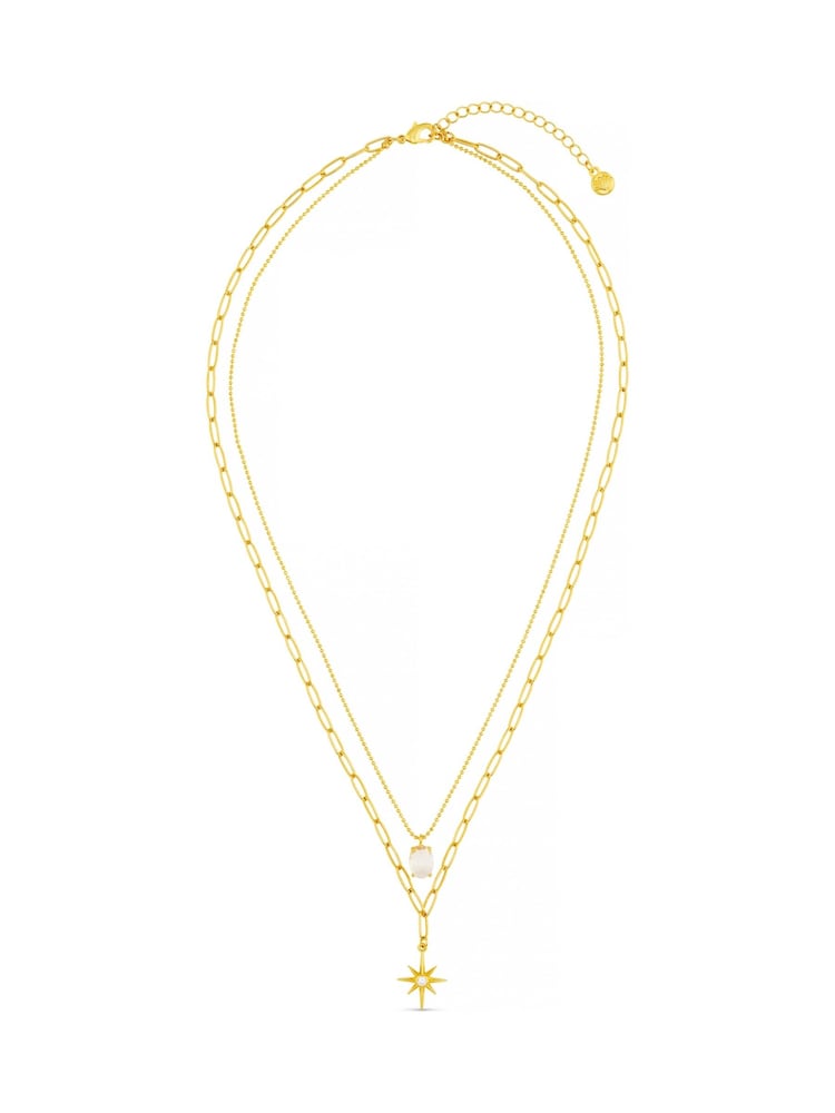 Orelia London Gold Tone Crystal & Starburst 2-Row Necklace - Image 1 of 1