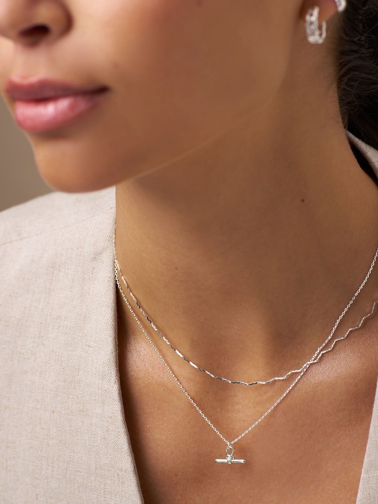 Orelia London Fine Wave Chain Necklace - Image 2 of 2