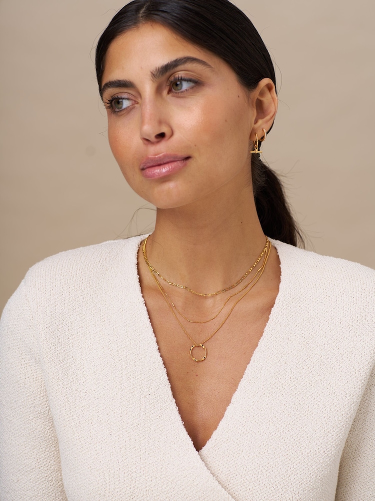 Orelia London Open Circle Three Row Necklace - Image 3 of 3