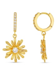 Orelia London Gold Tone Crystal Daisy Pave Huggie Hoop Earrings - Image 1 of 3