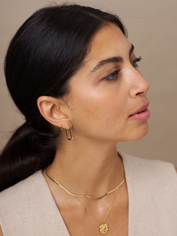 Orelia London Clean Metal Squoval Hoop Earrings - Image 2 of 2 Orelia London Clean Metal Squoval Hoop Earrings - Image 2 of 2