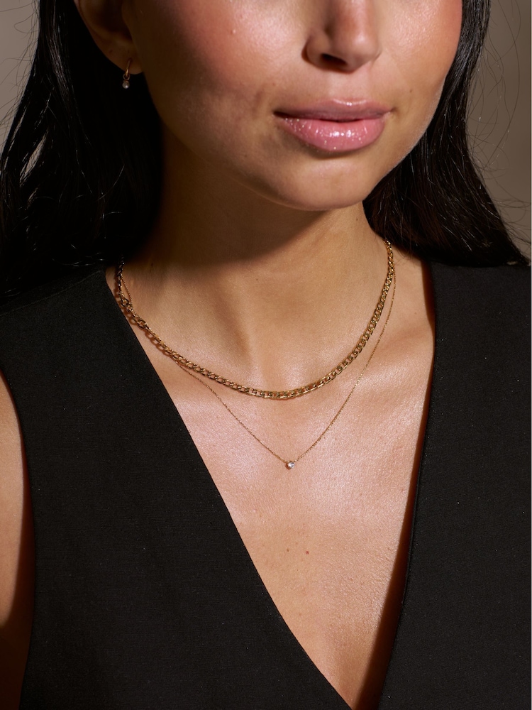 Orelia London Gold Tone Fine Stationed Crystal Collar Necklace - Image 3 of 3