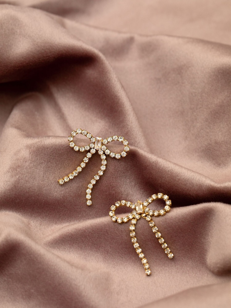 Orelia London Gold Tone Crystal Bow Earrings - Image 2 of 3