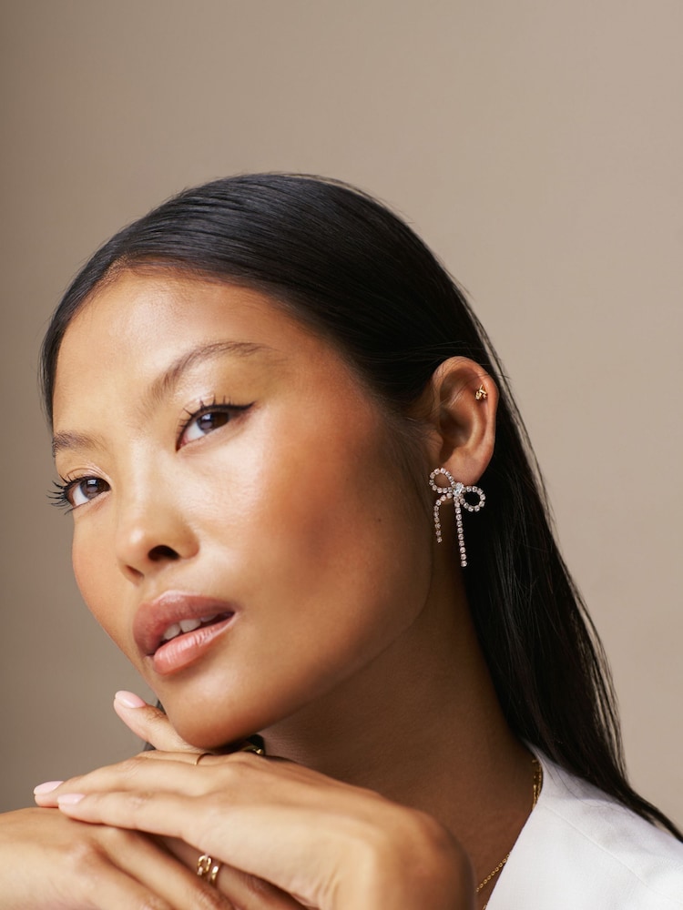 Orelia London Gold Tone Crystal Bow Earrings - Image 3 of 3