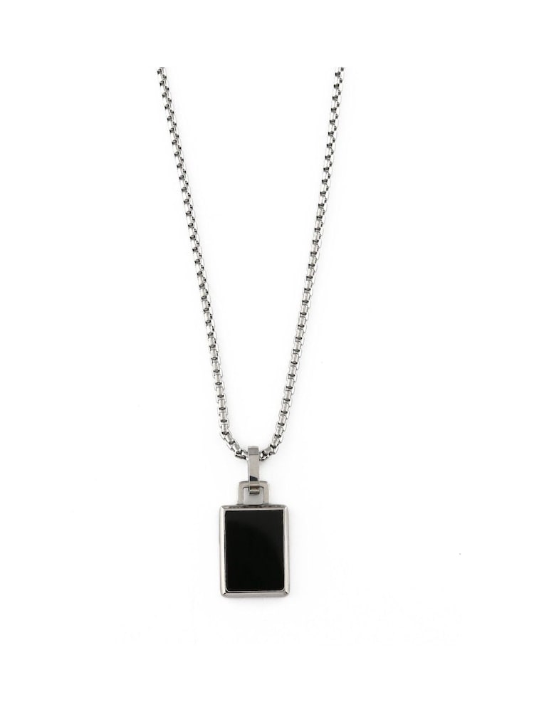 Orelia London Silver Tone Semi Precious Black Oynx Tag Chain Necklace - Image 2 of 2