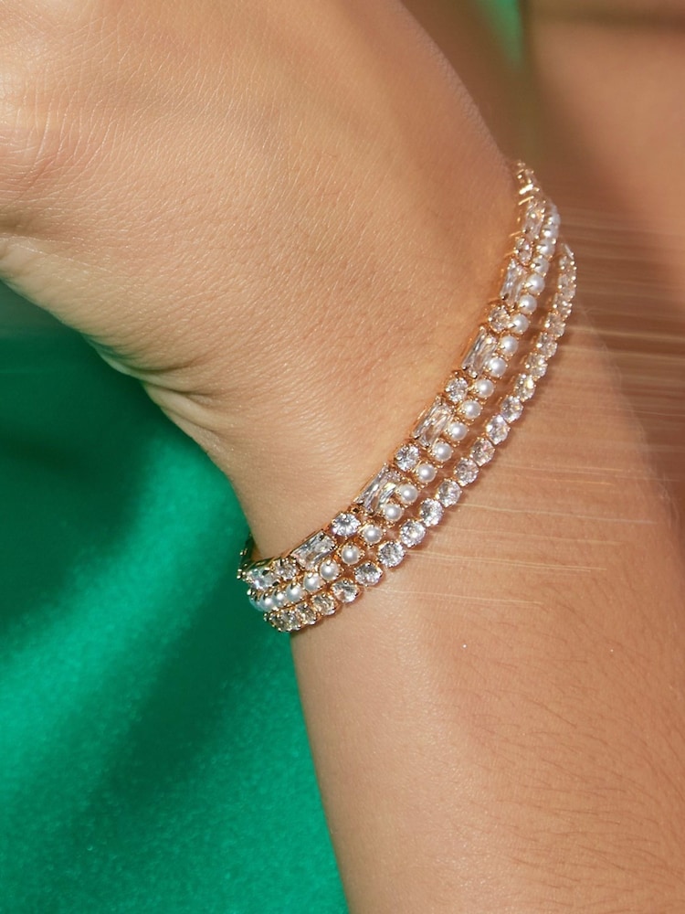 Orelia London Gold Tone Crystal Tennis Bracelet - Image 1 of 3 Orelia London Gold Tone Crystal Tennis Bracelet - Image 1 of 3