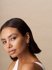 Orelia London Gold Tone Organic Twist & Teardrop Huggie Hoop Earrings - Image 3 of 3