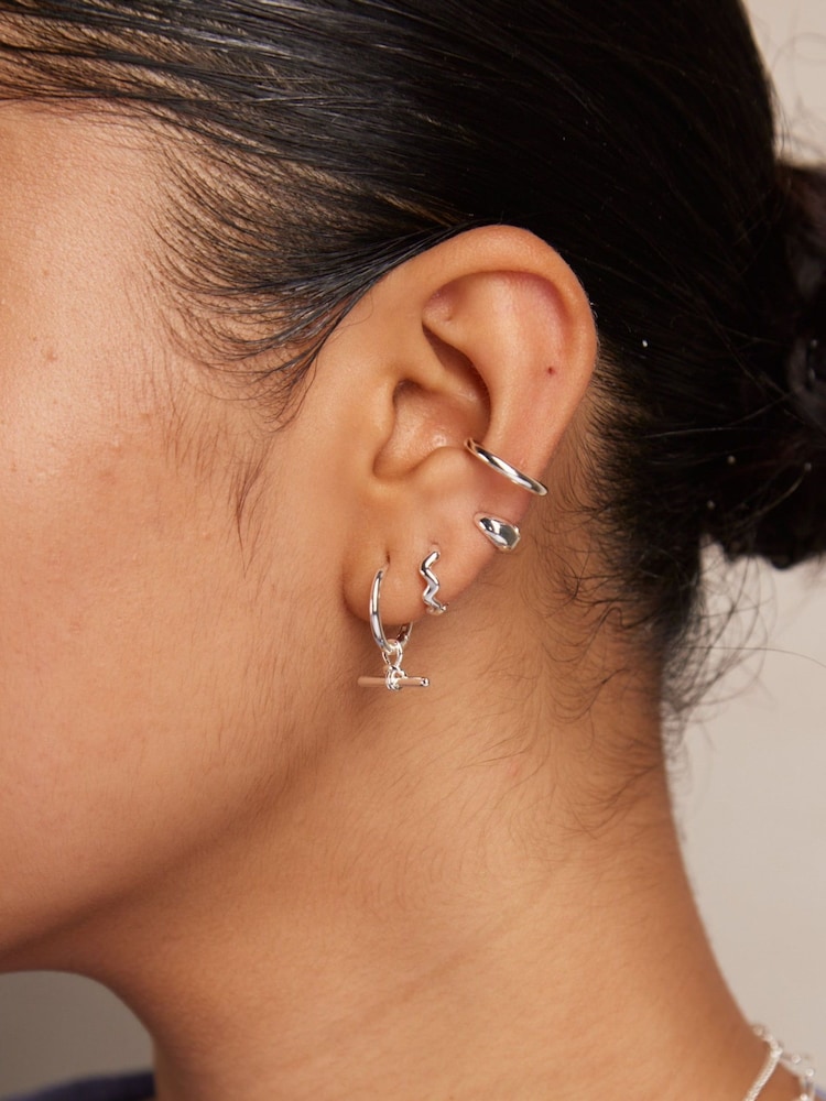 Orelia London Dainty T-Bar Knot Small Hoop Earrings - Image 1 of 2 Orelia London Dainty T-Bar Knot Small Hoop Earrings - Image 1 of 2