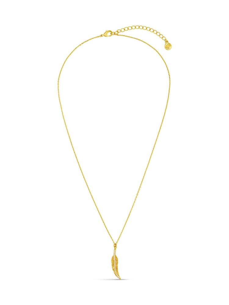 Orelia London Gold Tone Pave Leaf Charm Necklace - Image 1 of 4