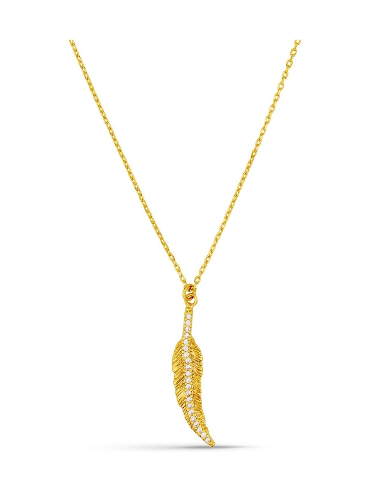 Orelia London Gold Tone Pave Leaf Charm Necklace - Image 2 of 4