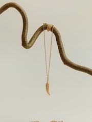 Orelia London Gold Tone Pave Leaf Charm Necklace - Image 3 of 4