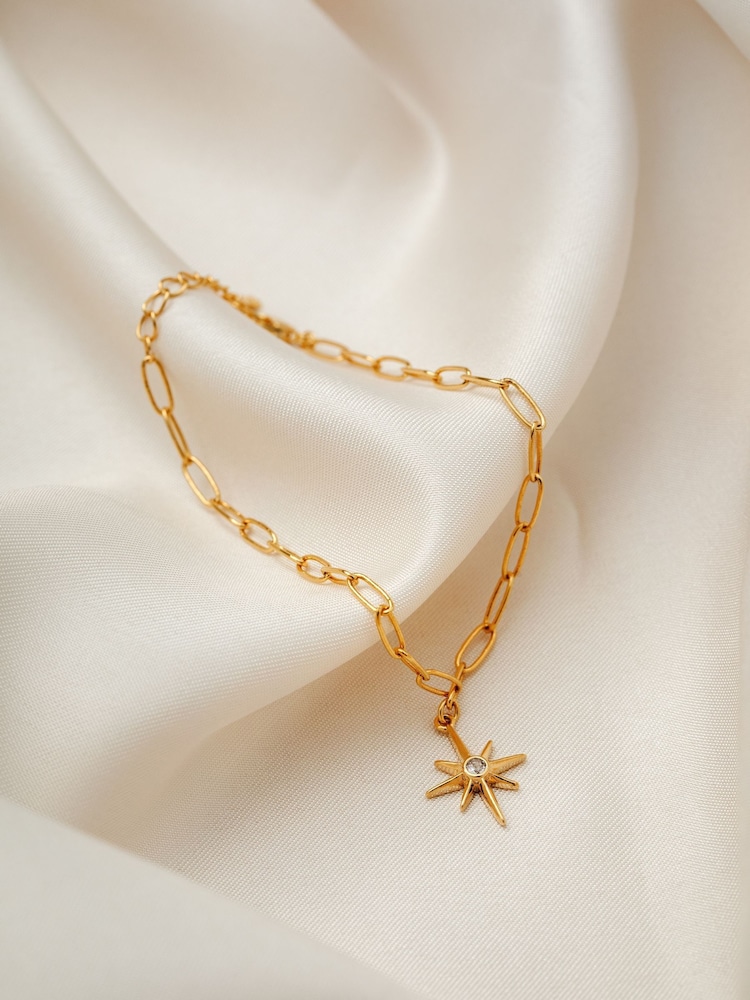 Orelia London Gold Tone Starburst Charm Chain Bracelet - Image 2 of 2 Orelia London Gold Tone Starburst Charm Chain Bracelet - Image 2 of 2